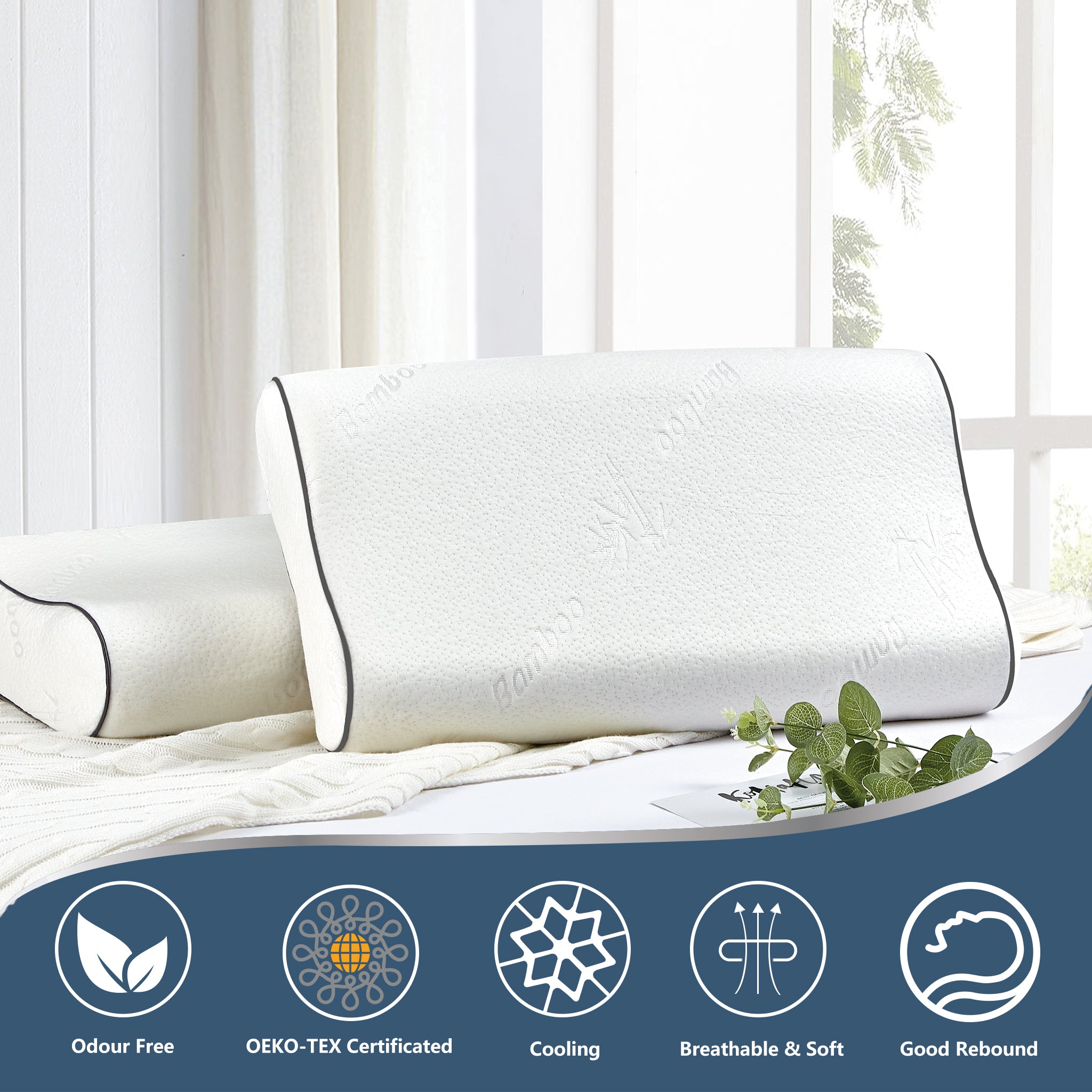 Memory Foam Contour Pillow - Gentle Ergonomic Support