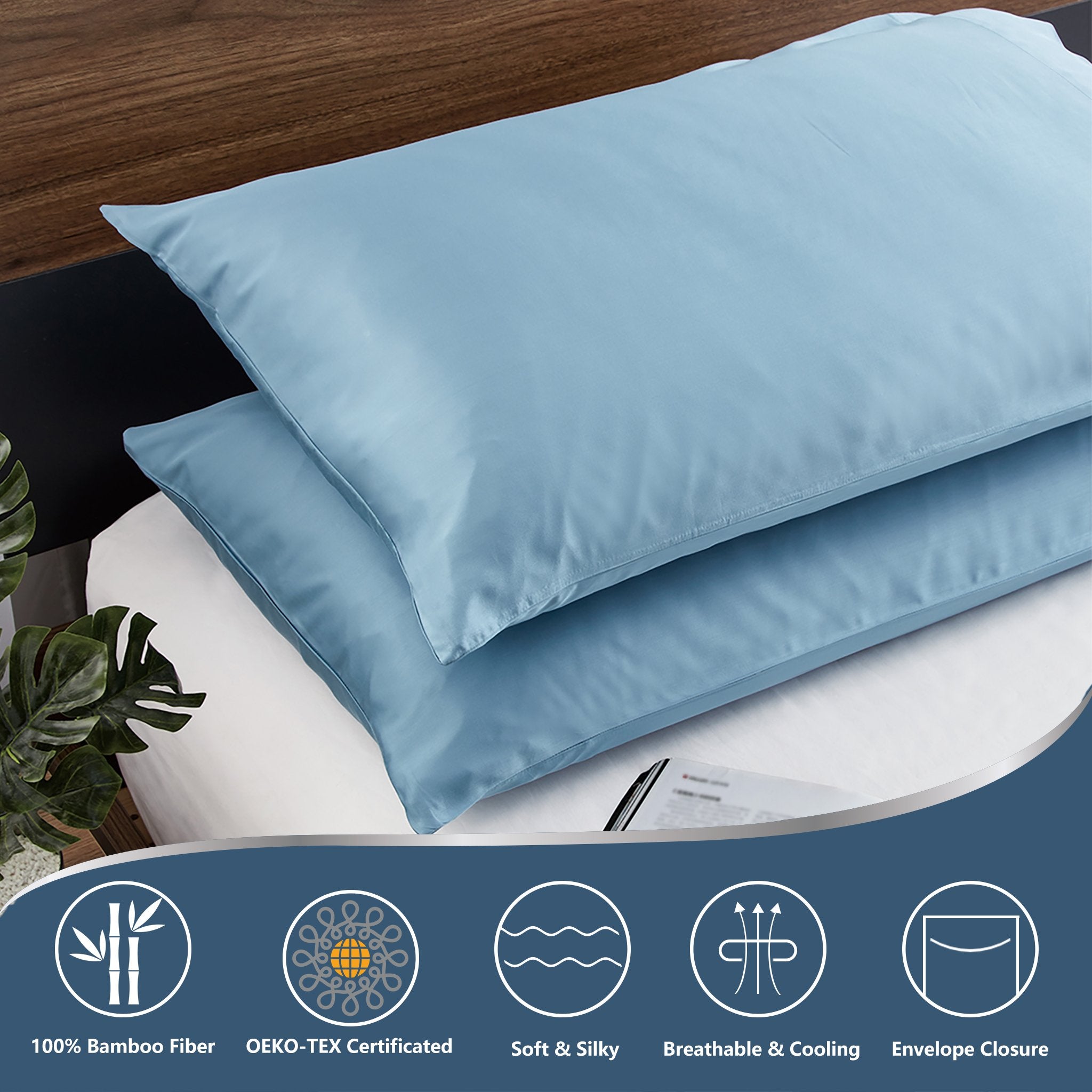 1Pc 60x40cm Bamboo Fiber Pillow Health Care Comfortable Bed
